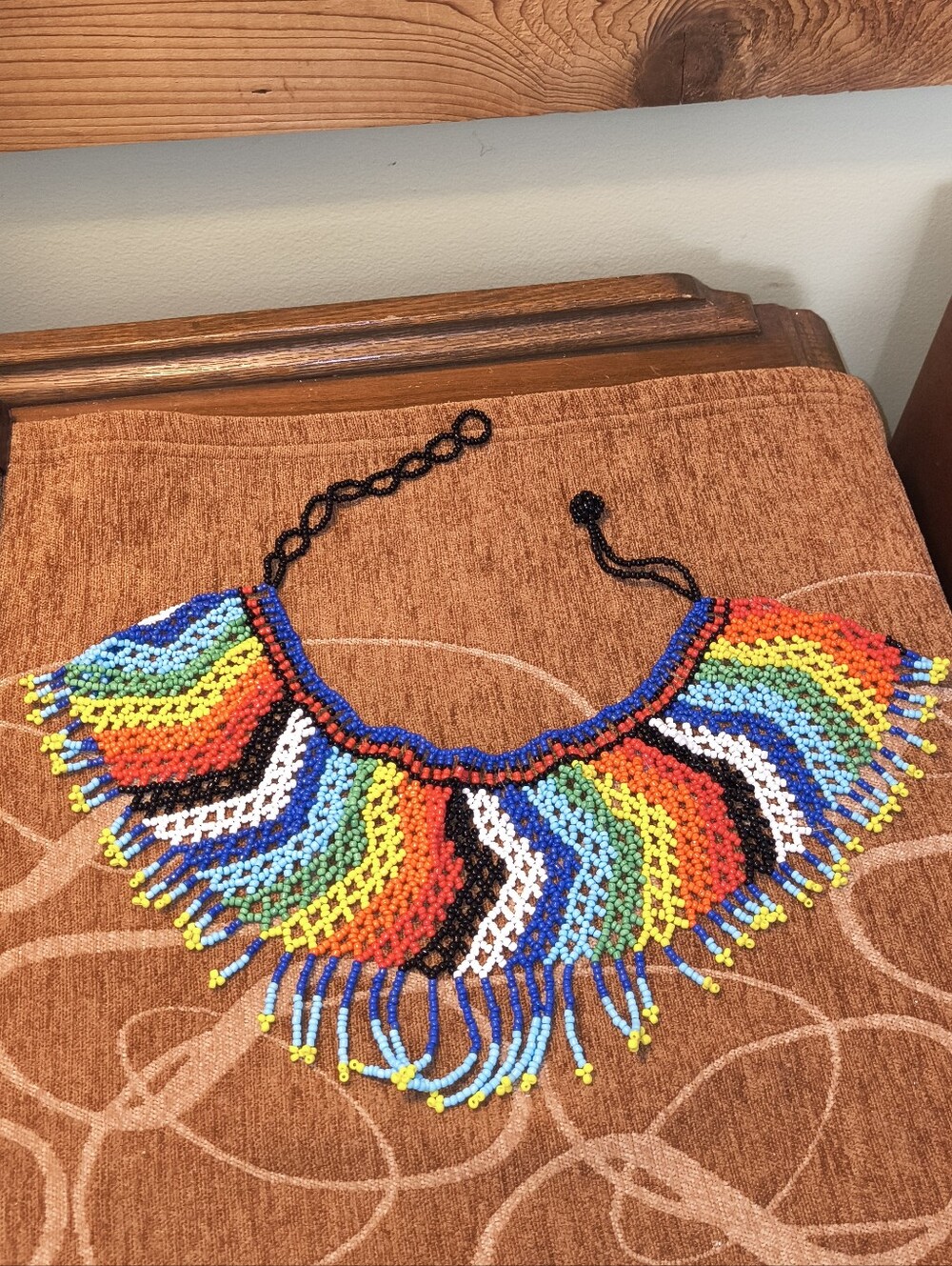 Handmade Zulu Style African Rainbow Bead Necklace Choker Collar Cape Multicolor